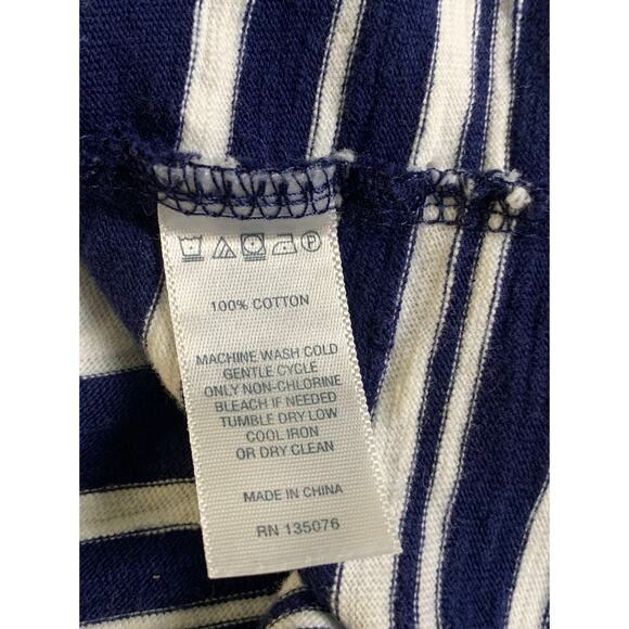 C Wonder Navy Blue Striped Drawstring Cotton Nautical Dress Size M - Picture 6 of 9